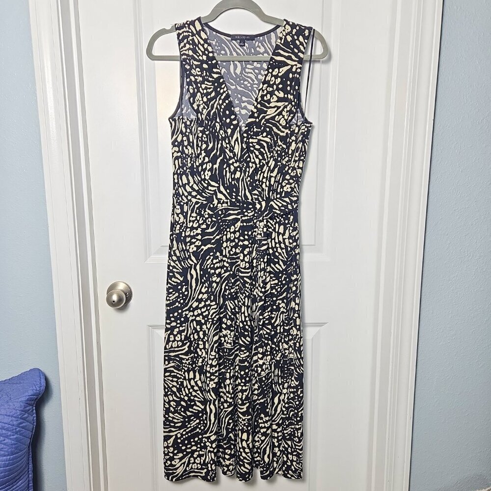 Hailey 23 Seanna Faux Wrap Dress - L Black/Cream Print